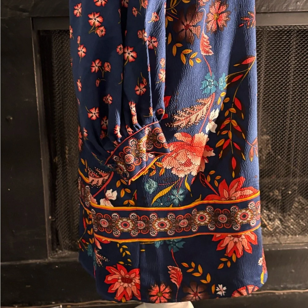 LOFT Iconic Blue Floral Long Sleeve Dress - Picture 10 of 14